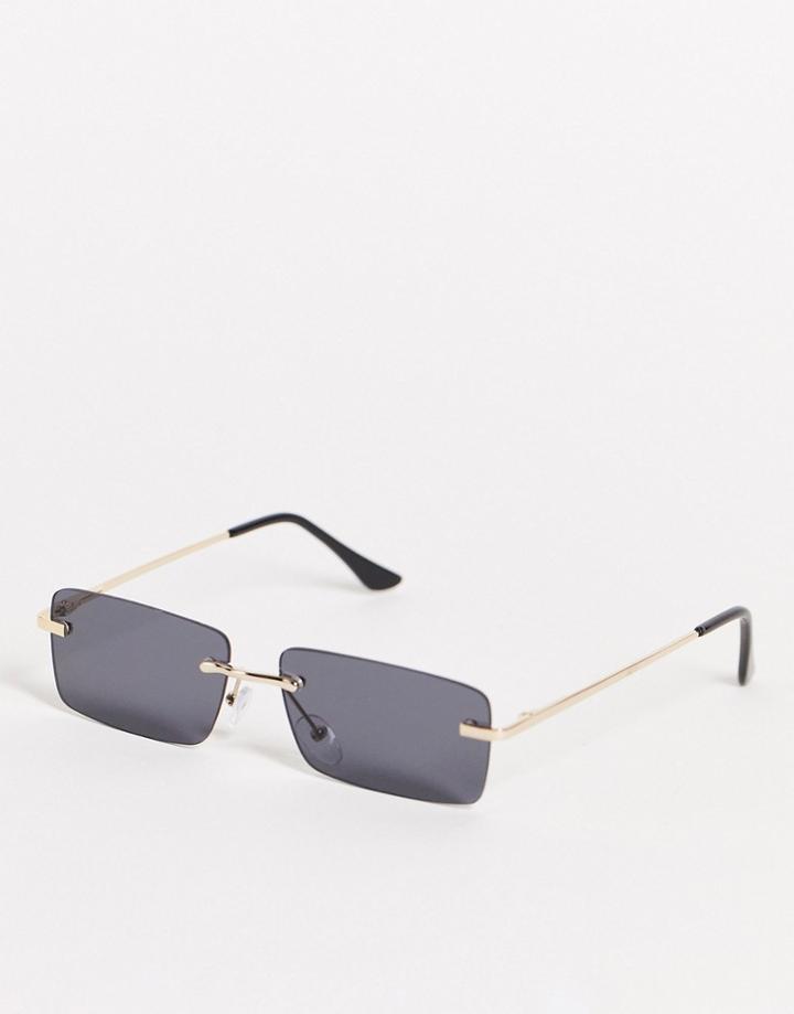 Aj Morgan Unisex Slim Square Sunglasses With Smoke Lens In Gold