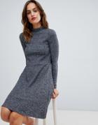 Y.a.s Brushed Rib Knitted Skater Dress - Gray