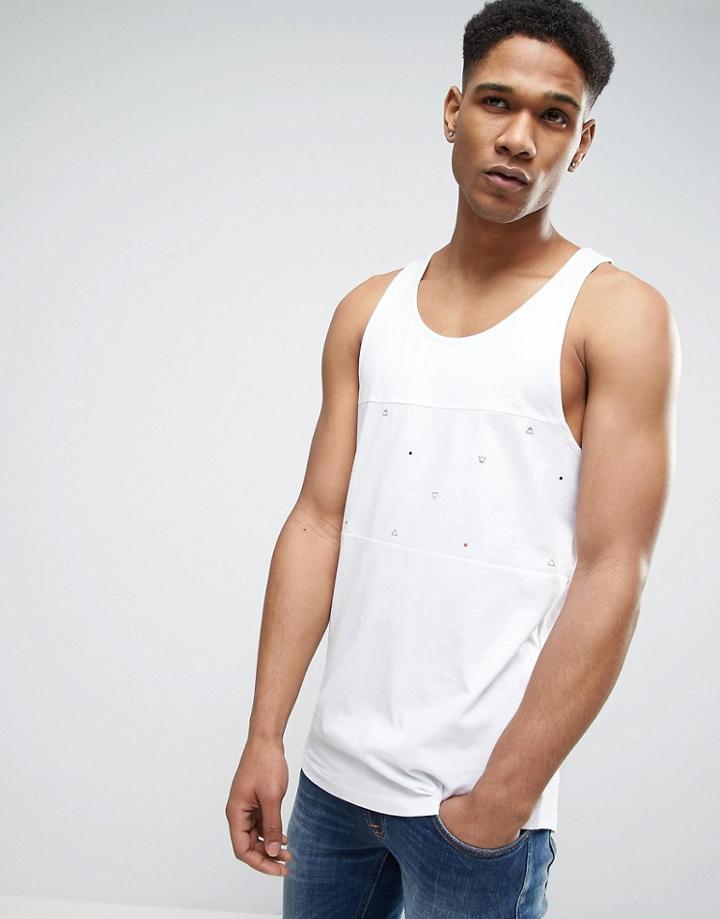Jack & Jones Core Tank With Printed Panel - White