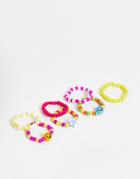 Pieces Beaded Rings Multipack In Pink & Yellow