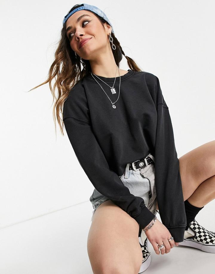 Only Cropped Sweater Set In Washed Black