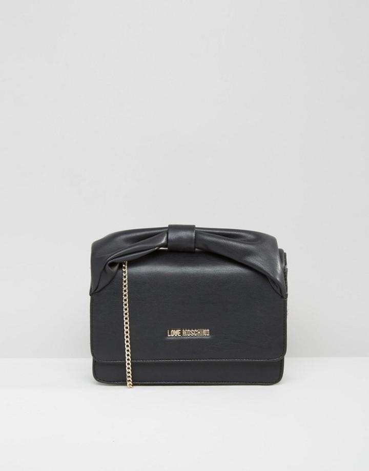 Love Moschino Clutch Bag With Chain And Bow - Black