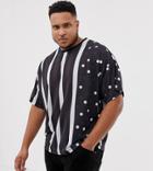Asos Design Plus Oversized T-shirt With Vertical Stripe And Polka Dot - Multi