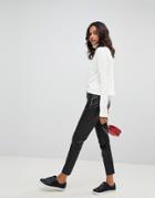 Boss Casual Faux Leather Pants With Side Seam Detail - Black