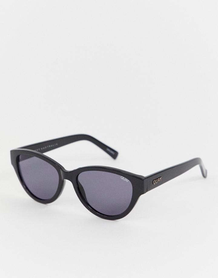 Quay Australia Rizzo Slim Cat Eye Sunglasses - Black