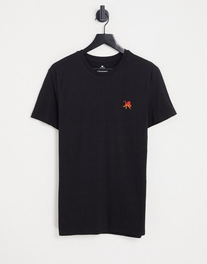 Threadbare Octopus Embroidery T-shirt In Black