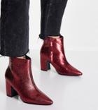 Simply Be Extra Wide Fit Leilani High Ankle Boots In Rust-red