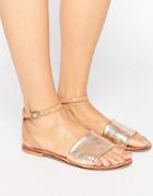 Asos Fudge Leather Flat Sandals - Gold