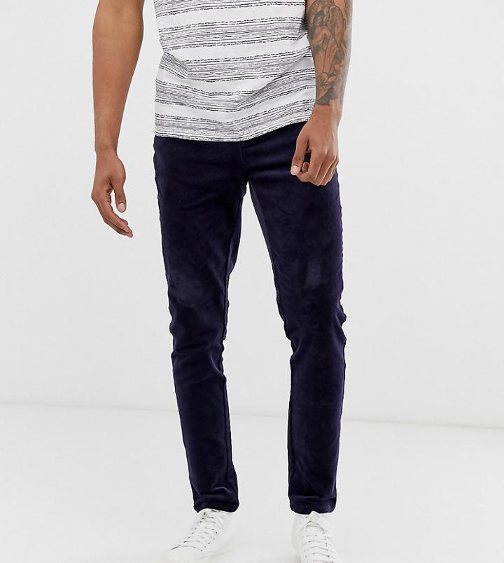 Asos Design Tall Slim Pants In Navy Cord - Navy