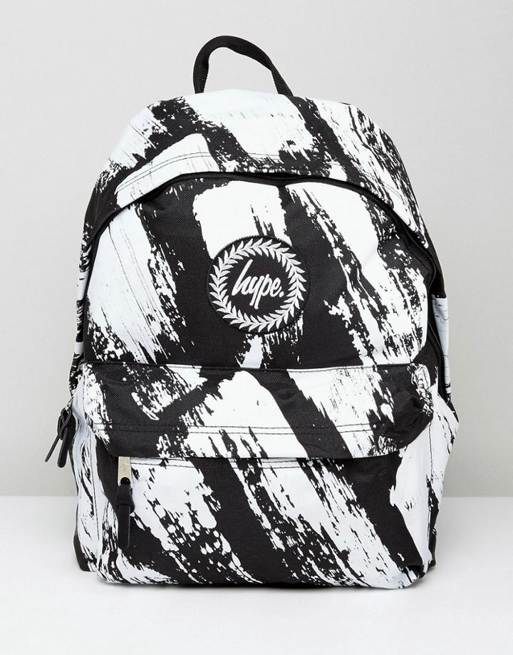 Hype Backpack In Black With Brush Print - Black