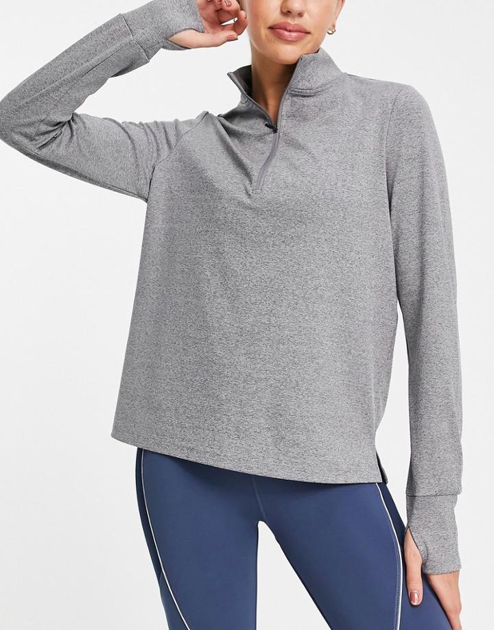 Asos 4505 Icon Long Sleeve Top With 1/4 Zip-gray