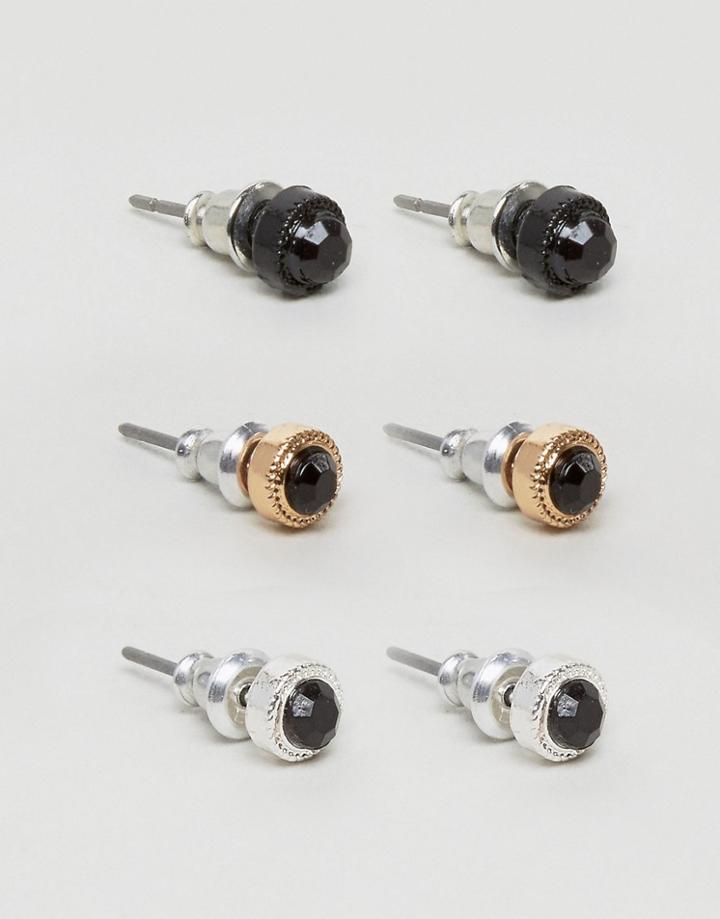 Chained & Able Stone Earring Pack In Black - Black