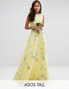 Asos Tall Wedding Maxi Dress In Sunshine Floral Print - Yellow