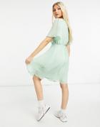 Gilli Draped Mini Dress In Sage-green