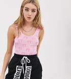 Crooked Tongues Tank Body In Tonal Brand Print - Green