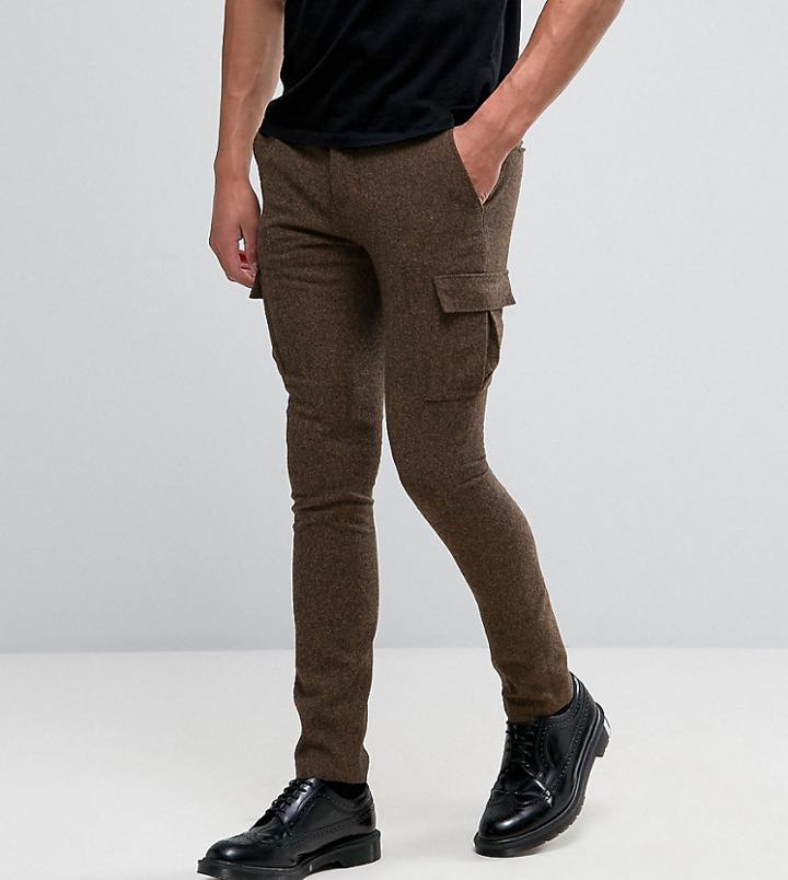 Heart & Dagger Super Skinny Pants With Cargo Pockets - Brown