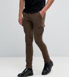 Heart & Dagger Super Skinny Pants With Cargo Pockets - Brown