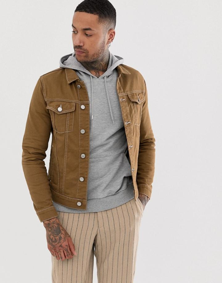 River Island Denim Jacket In Tan - Tan