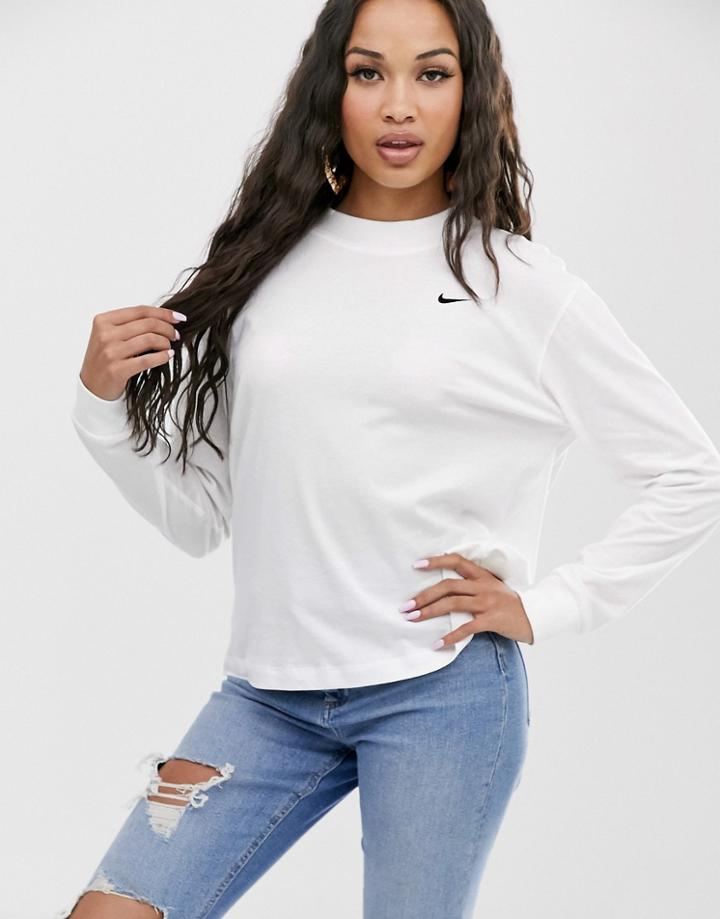 Nike White Mini Swoosh Long Sleeve T-shirt