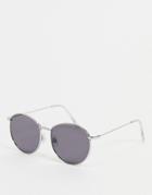 Madein. Thin Frame Round Lens Sunglasses-silver