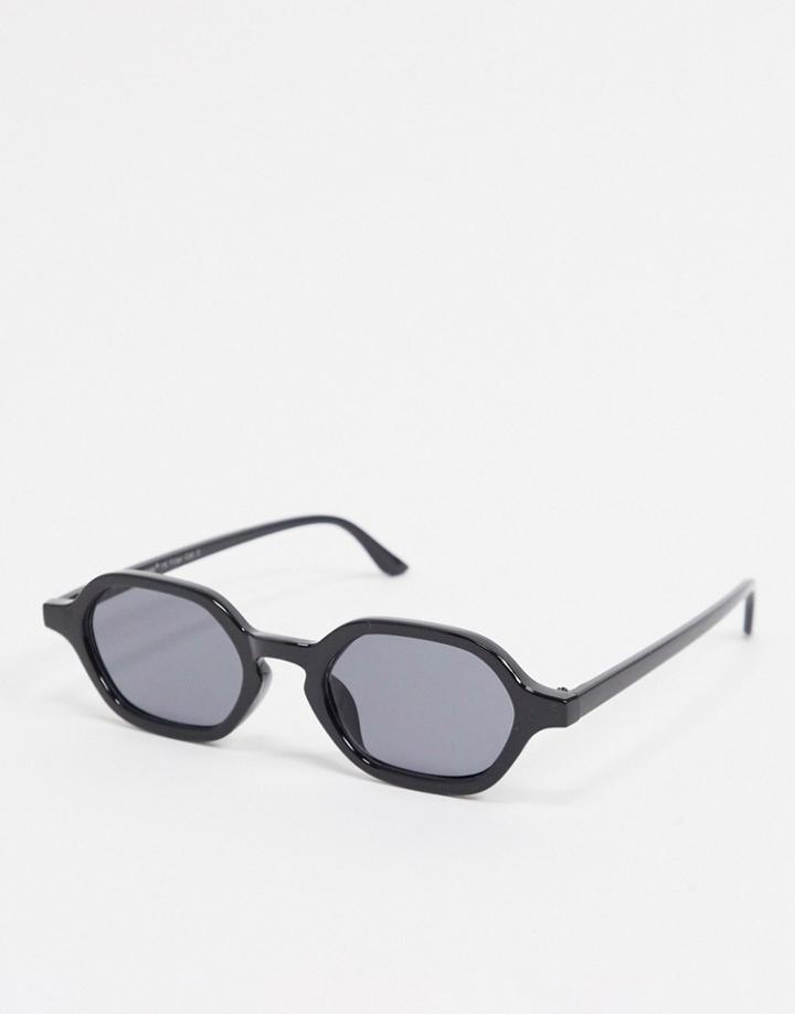 Aj Morgan Slim Square Sunglasses In Black