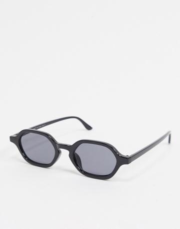 Aj Morgan Slim Square Sunglasses In Black