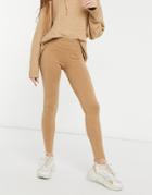 Monki Debora Cotton Knit Leggings Set In Brown