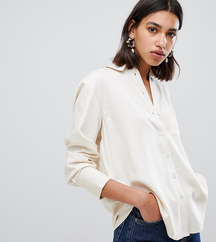 Warehouse Button Through Shirt In Ecru - Stone