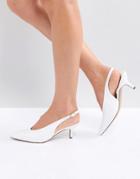 Carvela Amy White Point Leather Kitten Heels - White