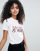 New Look More Is More Slogan Tee - White