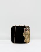 Park Lane Hand Embellished Box Clutch Bag - Black