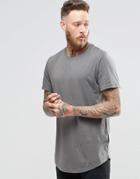 Only & Sons Longline T-shirt With Wide Neck - Brushed Nickel