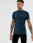 River Island Muscle Fit T-shirt In Navy - Navy
