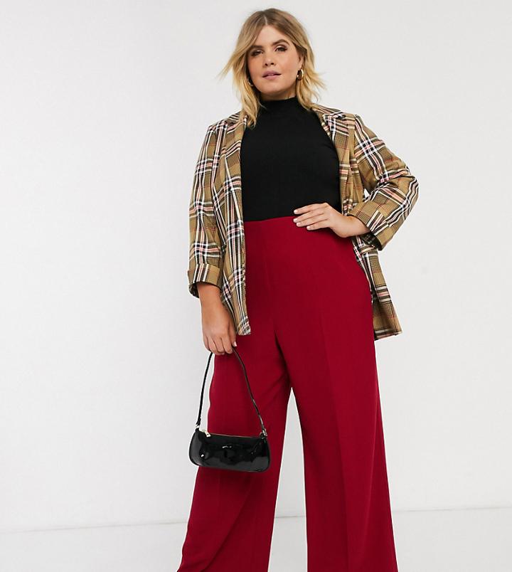 Asos Design Curve Wide Leg Pants With Clean High Waist
