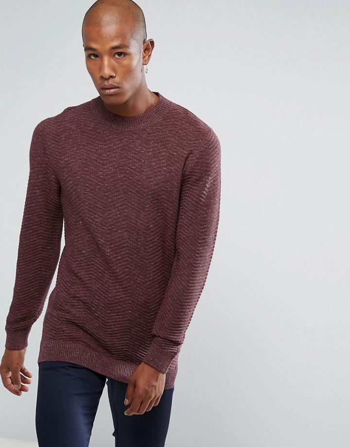 Selected Homme Knitted Sweater With Texture Detail In 100% Cotton - Red