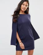 Rare Cape Sleeve Shift Dress - Navy