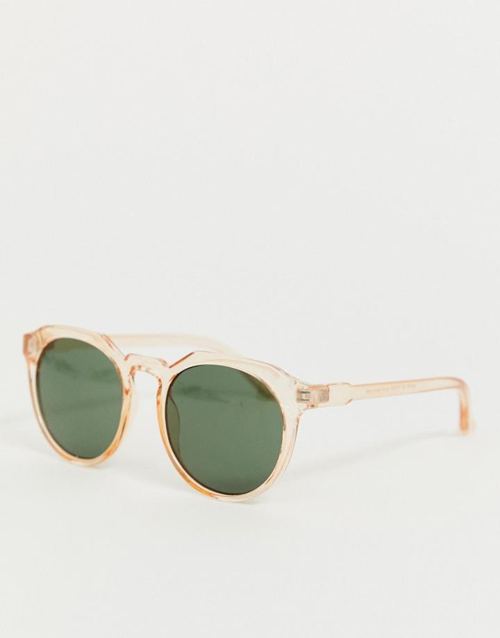 Asos Design Round Sunglasses With Plastic Crystal Orange Frame And Smoke Lenses - Orange