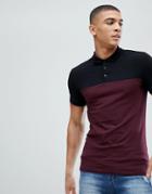 Asos Design Muscle Fit Pique Polo With Contrast Yoke And Cuff - Multi