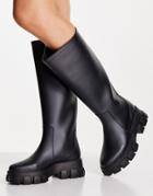 Asos Design Gracie Chunky Knee High Rain Boots In Black