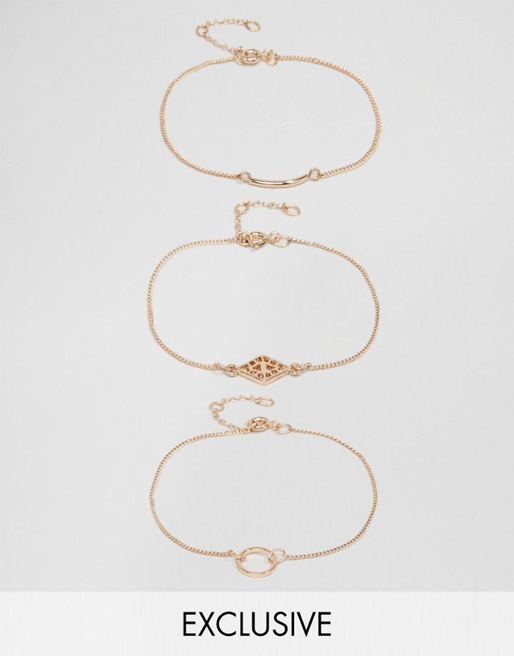 Monki 3 Pack Bracelet - Gold
