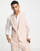 Asos Design Wedding Skinny Suit Vest In Dusky Pink Twill