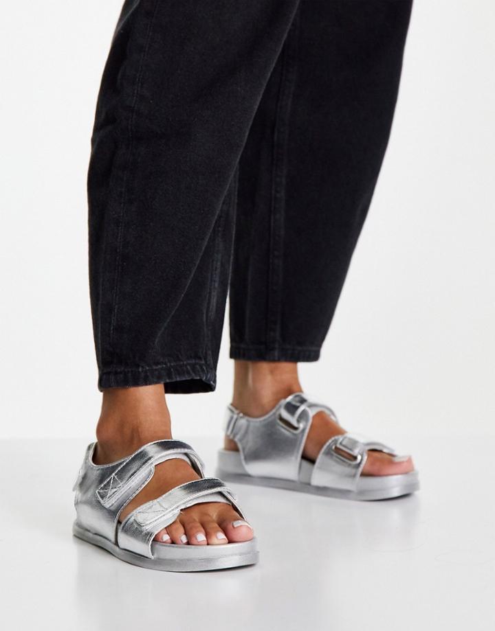 Asos Design Factually Sporty Sandals In Silver