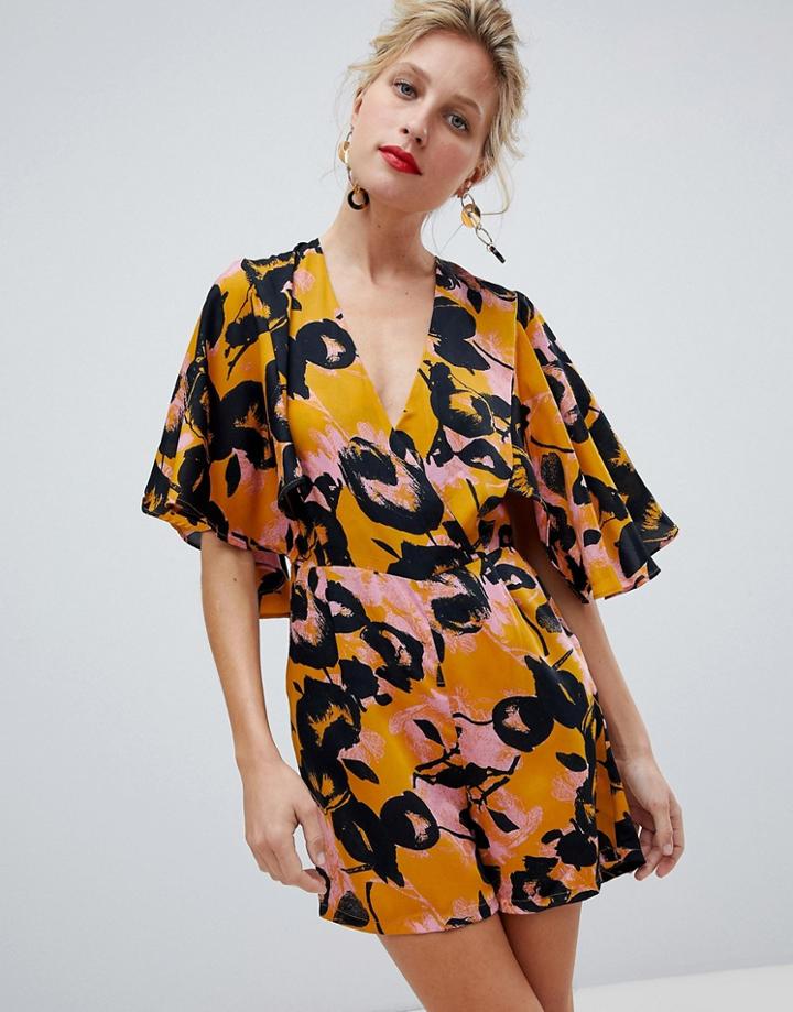 Y.a.s Floral Wrap Detail Romper - Multi