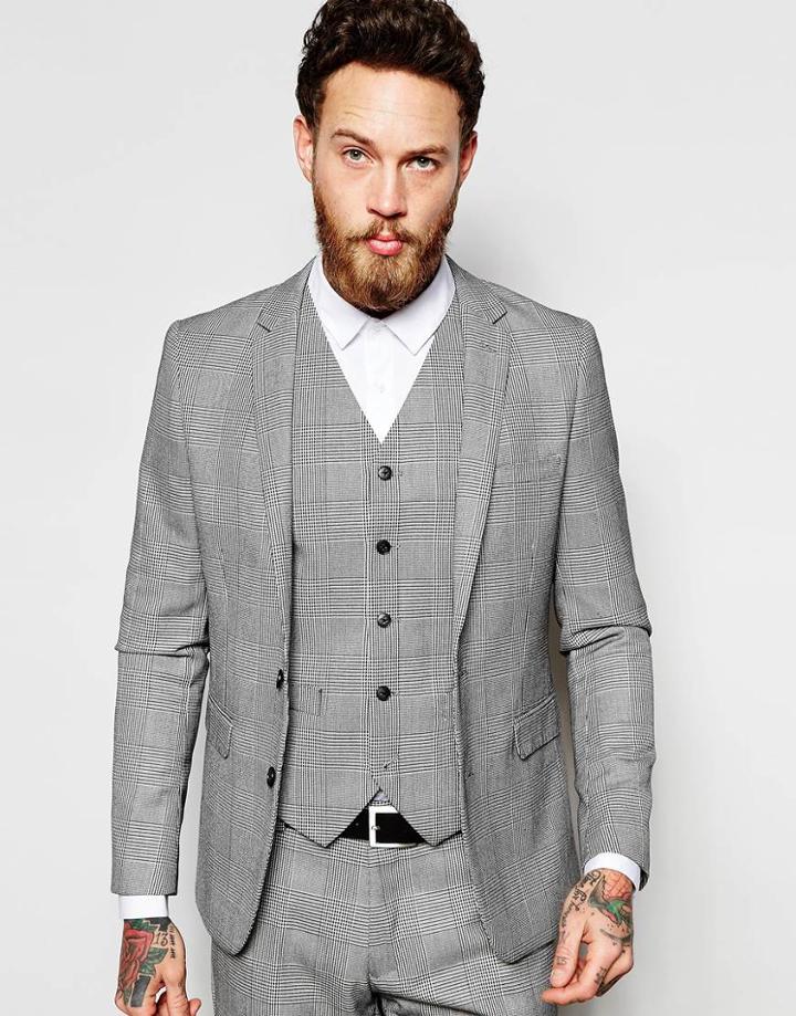 Feraud Large Prince Of Wales Check Suit Jacket - Black