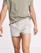 Asos Design Skinny Super Short Chino Shorts In Beige-neutral