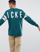 Asos Mickey Oversized Long Sleeve T-shirt With Back Text - Green