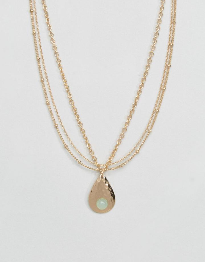 Asos Pack Of 3 Open Teardrop Necklaces - Gold