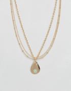 Asos Pack Of 3 Open Teardrop Necklaces - Gold