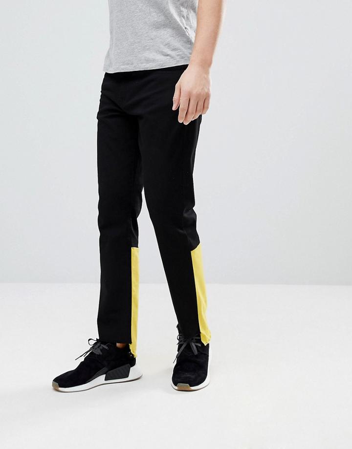 Granted Raw Edge Jeans With Contrast Panel - Black