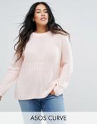 Asos Curve Oversized Sweater With Rib Detail - Pink